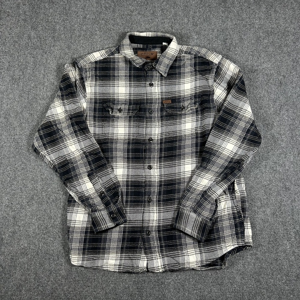 Orvis Shirt Mens Medium Black White Plaid Long Sleeve Button Up Shaket #2500